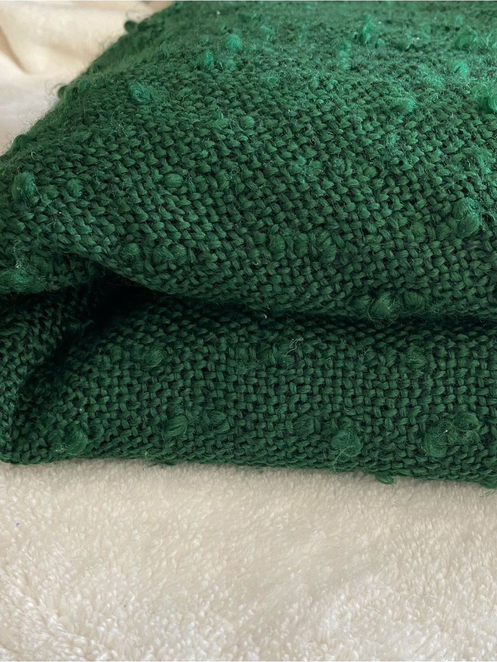 Emerald Green Textured Knit Throw
